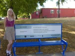 Open Meadow High School senior Ana Mariah Gunter read her “Poem #2”, with an excerpt being displayed as part of Poetry in Motion. Gunter is 17 and worked with Writers in the Schools writer Casey Fuller.