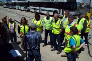 TriMet Bus Operator Continuous Improvement Team members visiting a Gillig facility where TriMet's newest buses are manufactured (June 2014)