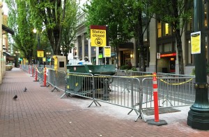 The Pioneer Square North station was one of 9 stations to close during e-fare construction due to tightness and crowds.