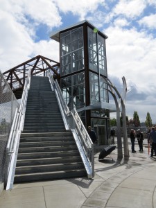 The new Rhine-Lafayette Pedestrian Overpass includes new stairs, elevators and improved access to transit