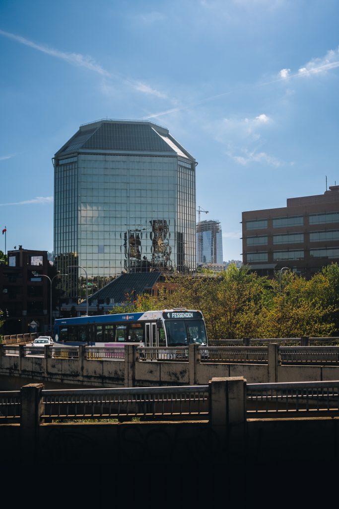 Line 4-Fessenden on the road on a sunny day.