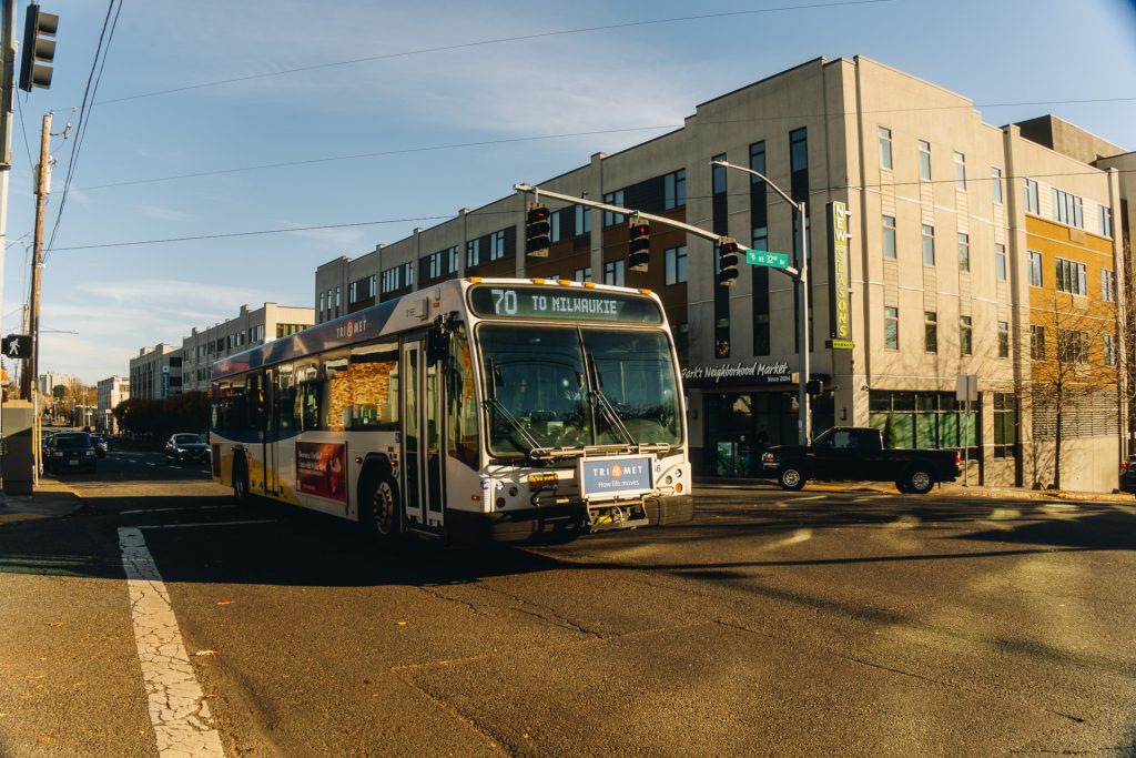 Image of a TriMet bus serving Line 70-12th/NE 33rd Ave.